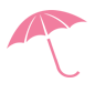 Clinton Casual Patio & Fireplace pink umbrella logo